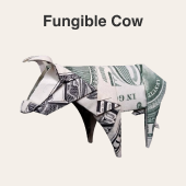 Origami cow made from a dollar bill